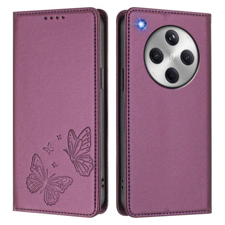 For OPPO Find X8 Strong Magnetic Dual Butterfly RFID Vegan Leather Phone Case