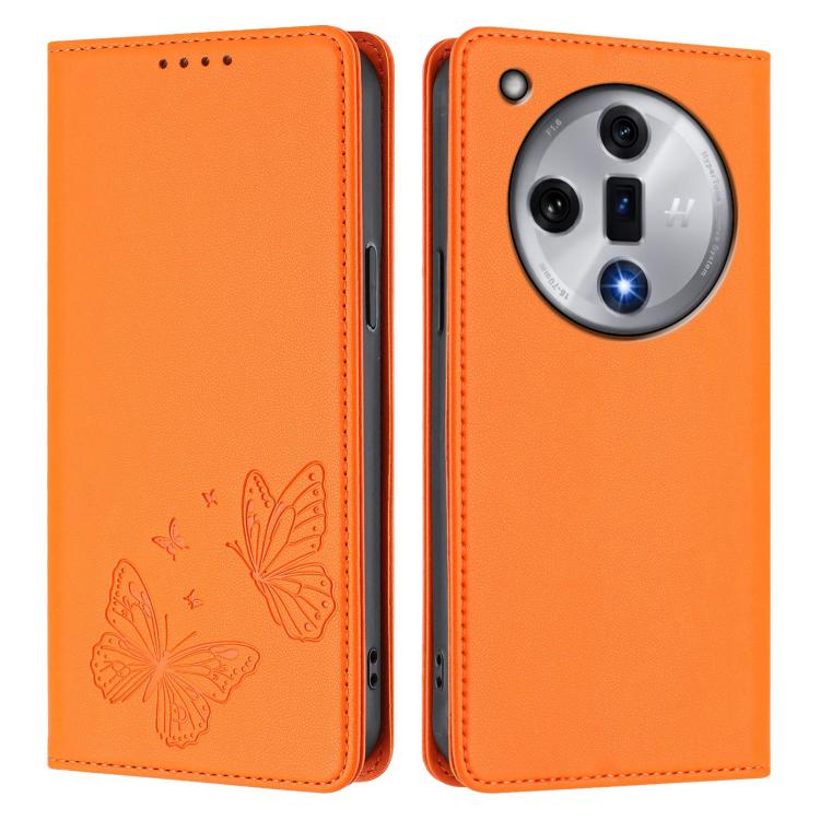 For OPPO Find X7 Strong Magnetic Dual Butterfly RFID Vegan Leather Phone Case