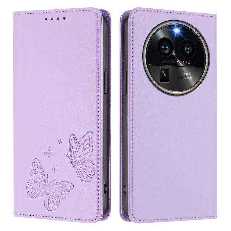 For OPPO Find X6 Pro Strong Magnetic Dual Butterfly RFID Vegan Leather Phone Case