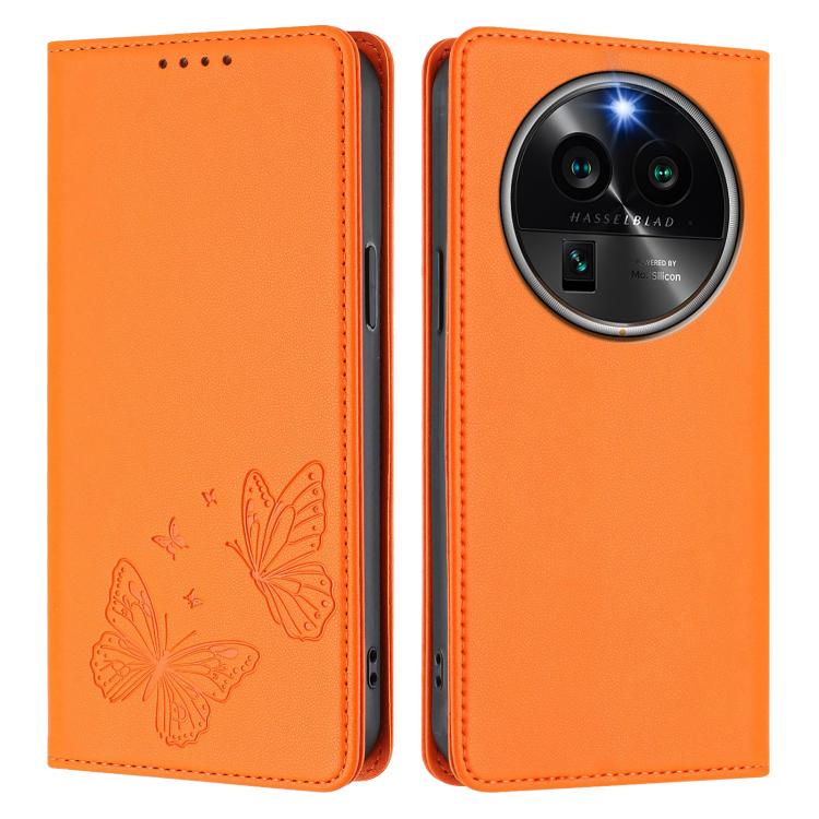 For OPPO Find X6 Pro Strong Magnetic Dual Butterfly RFID Vegan Leather Phone Case
