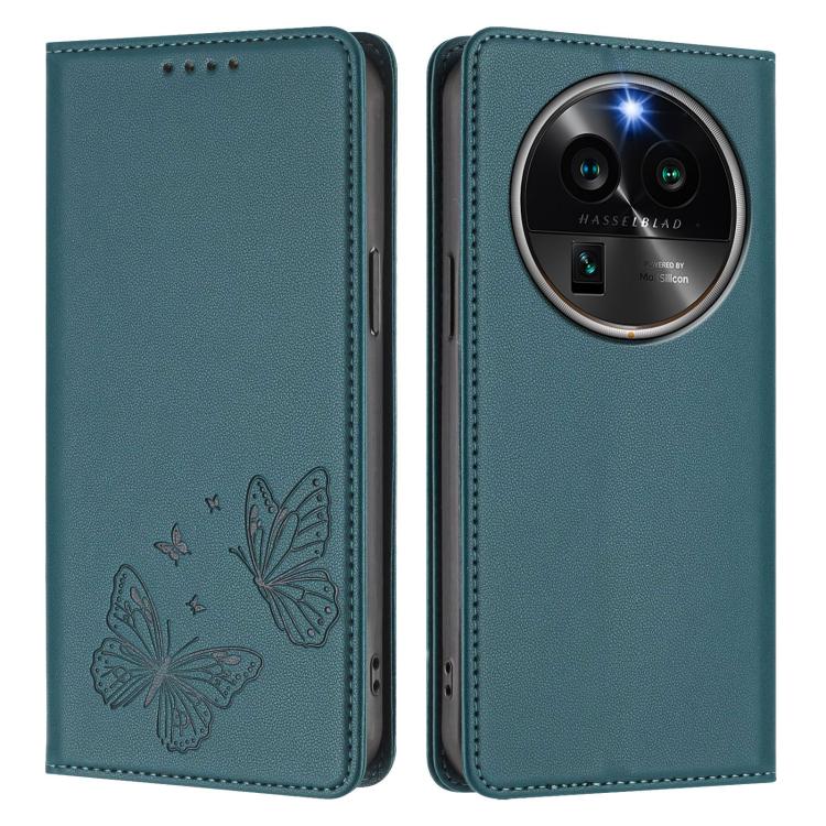 For OPPO Find X6 Pro Strong Magnetic Dual Butterfly RFID Vegan Leather Phone Case