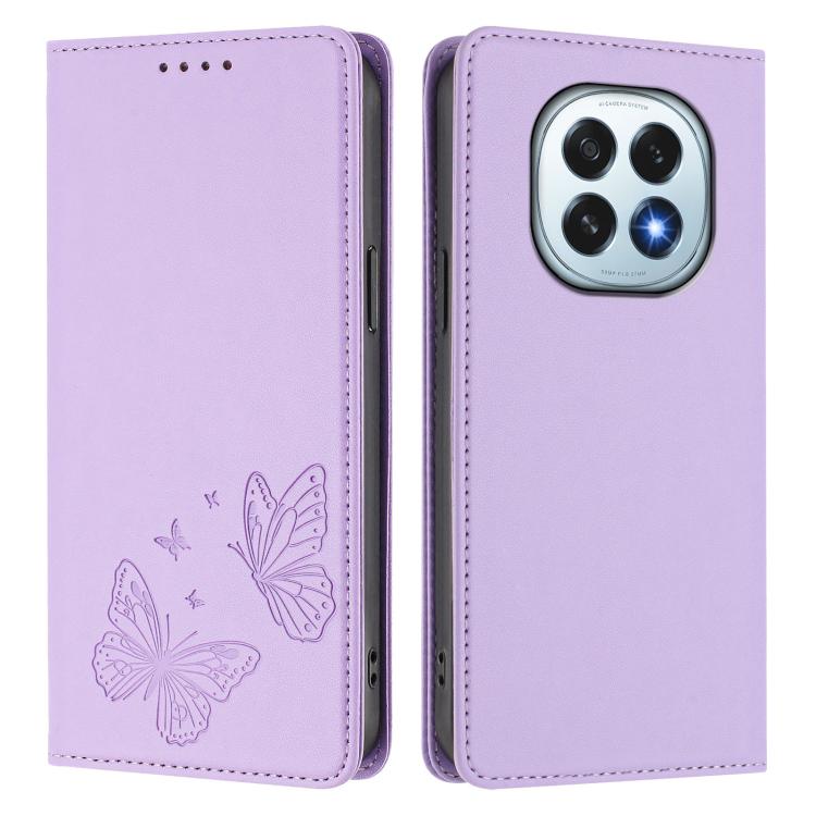For OPPO F29 5G Strong Magnetic Dual Butterfly RFID Vegan Leather Phone Case