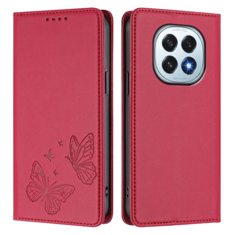 For OPPO F29 5G Strong Magnetic Dual Butterfly RFID Vegan Leather Phone Case