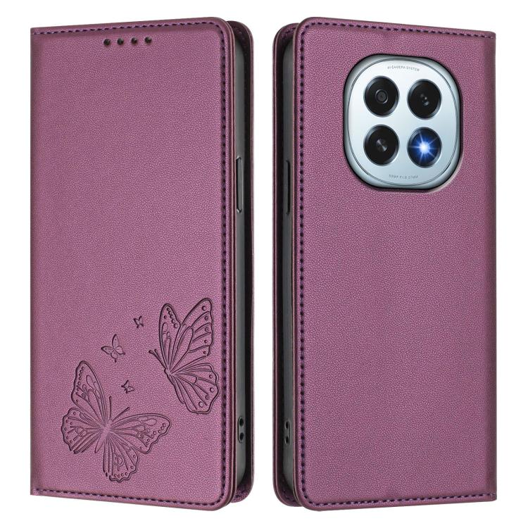 For OPPO F29 5G Strong Magnetic Dual Butterfly RFID Vegan Leather Phone Case