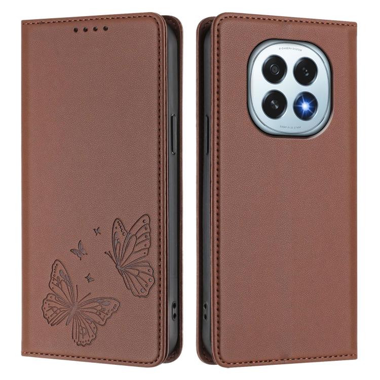 For OPPO F29 5G Strong Magnetic Dual Butterfly RFID Vegan Leather Phone Case