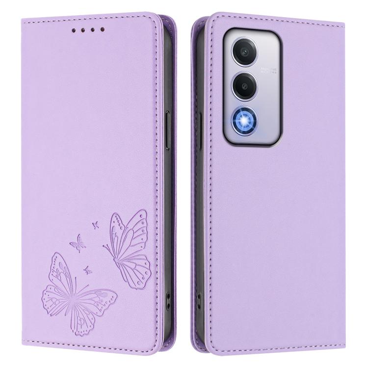 For OPPO A80 5G / A5 5G Global / A3 Pro 5G Strong Magnetic Dual Butterfly RFID Vegan Leather Phone Case