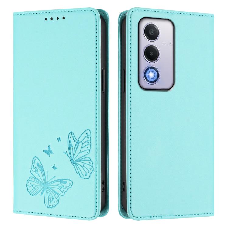 For OPPO A80 5G / A5 5G Global / A3 Pro 5G Strong Magnetic Dual Butterfly RFID Vegan Leather Phone Case