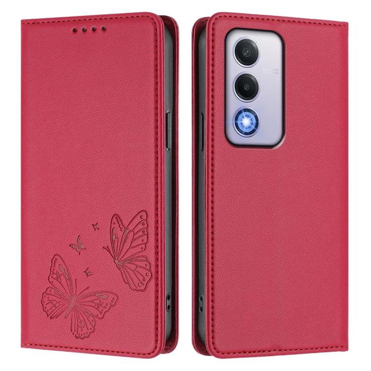 For OPPO A80 5G / A5 5G Global / A3 Pro 5G Strong Magnetic Dual Butterfly RFID Vegan Leather Phone Case