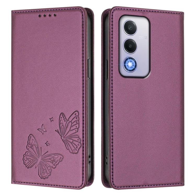 For OPPO A80 5G / A5 5G Global / A3 Pro 5G Strong Magnetic Dual Butterfly RFID Vegan Leather Phone Case