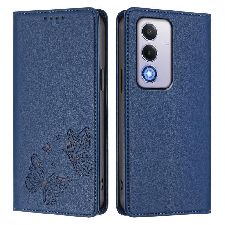 For OPPO A80 5G / A5 5G Global / A3 Pro 5G Strong Magnetic Dual Butterfly RFID Vegan Leather Phone Case