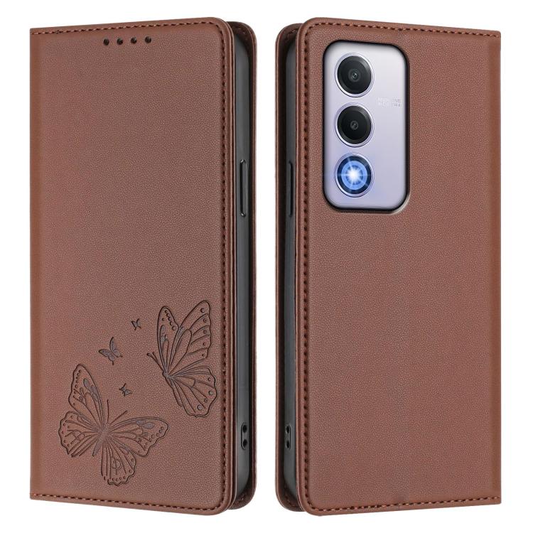 For OPPO A80 5G / A5 5G Global / A3 Pro 5G Strong Magnetic Dual Butterfly RFID Vegan Leather Phone Case