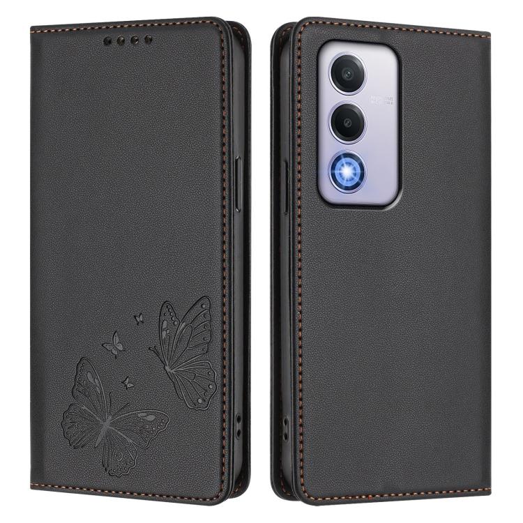 For OPPO A80 5G / A5 5G Global / A3 Pro 5G Strong Magnetic Dual Butterfly RFID Vegan Leather Phone Case