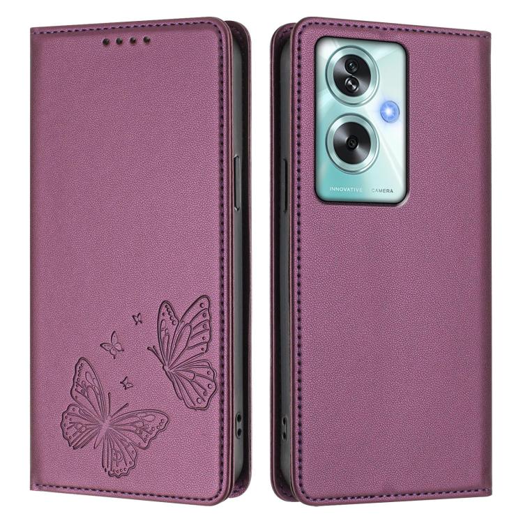 For OPPO A79 5G Global Strong Magnetic Dual Butterfly RFID Vegan Leather Phone Case