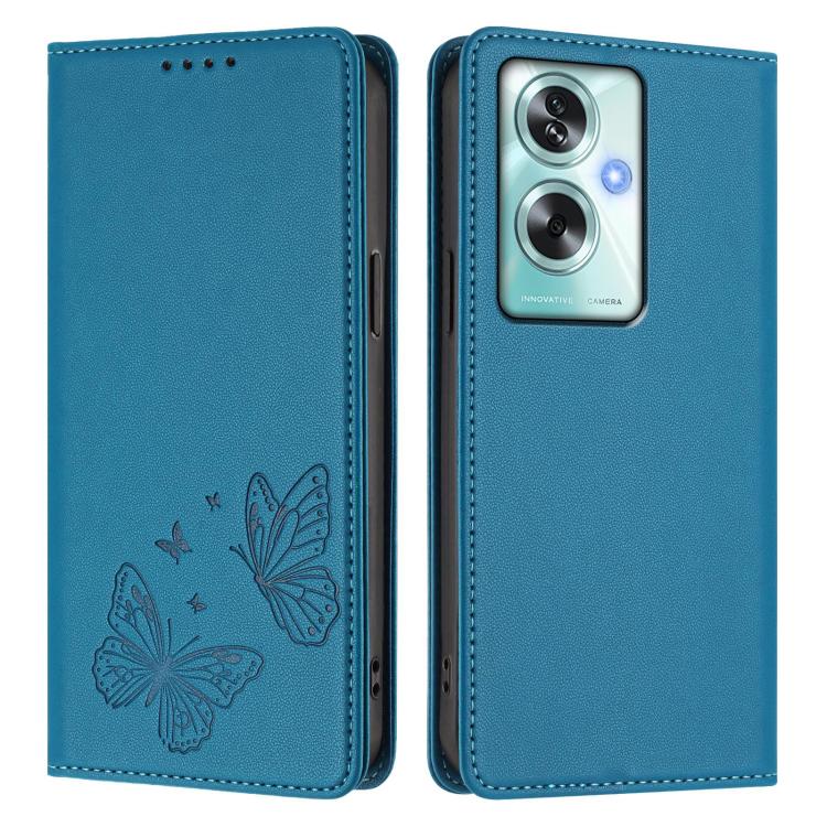 For OPPO A79 5G Global Strong Magnetic Dual Butterfly RFID Vegan Leather Phone Case