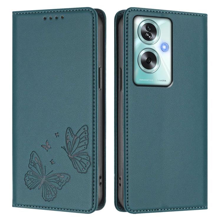 For OPPO A79 5G Global Strong Magnetic Dual Butterfly RFID Vegan Leather Phone Case