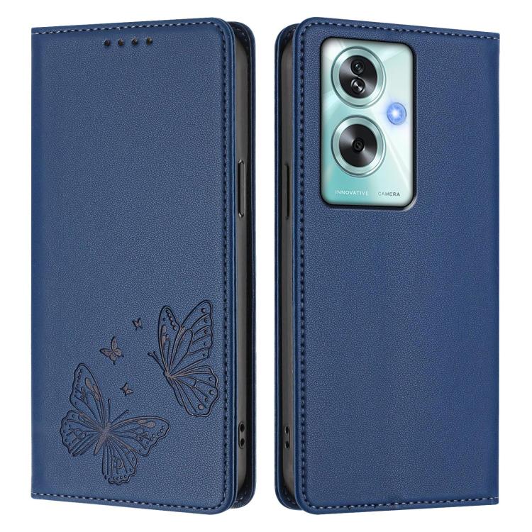 For OPPO A79 5G Global Strong Magnetic Dual Butterfly RFID Vegan Leather Phone Case