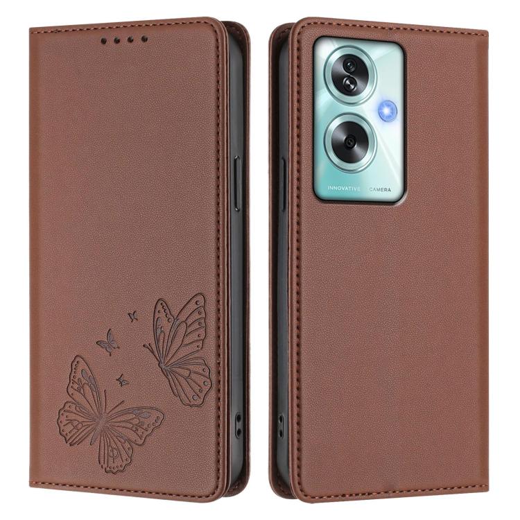 For OPPO A79 5G Global Strong Magnetic Dual Butterfly RFID Vegan Leather Phone Case