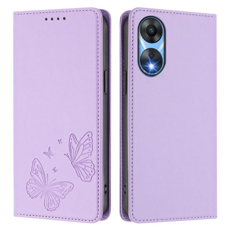 For OPPO A78 5G / OPPO A1x Strong Magnetic Dual Butterfly RFID Vegan Leather Phone Case