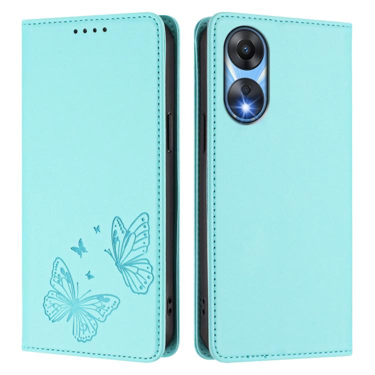 For OPPO A78 5G / OPPO A1x Strong Magnetic Dual Butterfly RFID Vegan Leather Phone Case