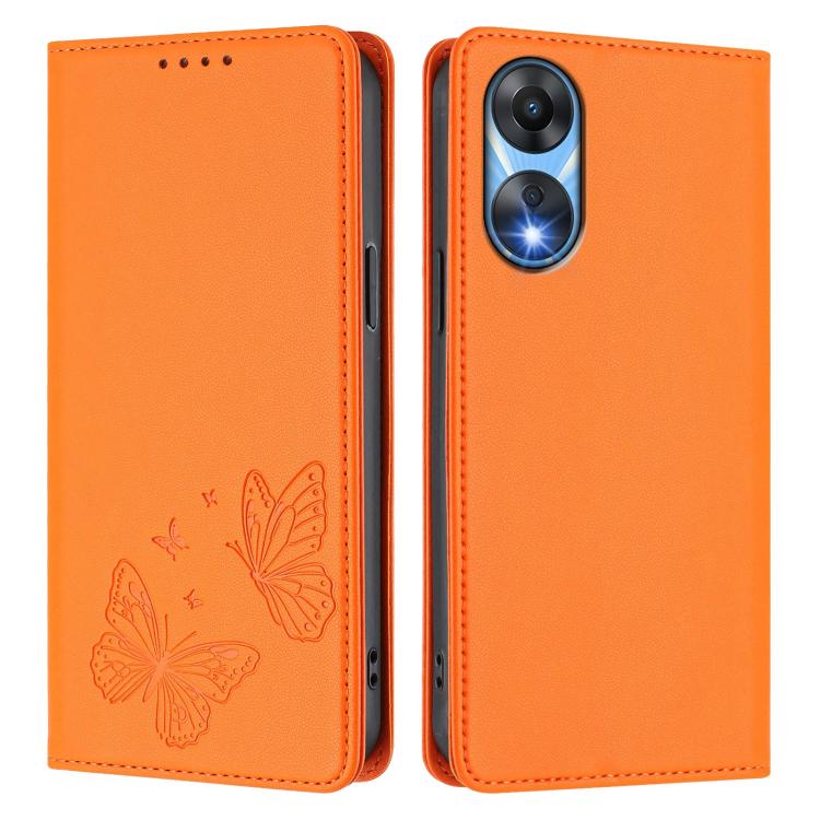 For OPPO A78 5G / OPPO A1x Strong Magnetic Dual Butterfly RFID Vegan Leather Phone Case