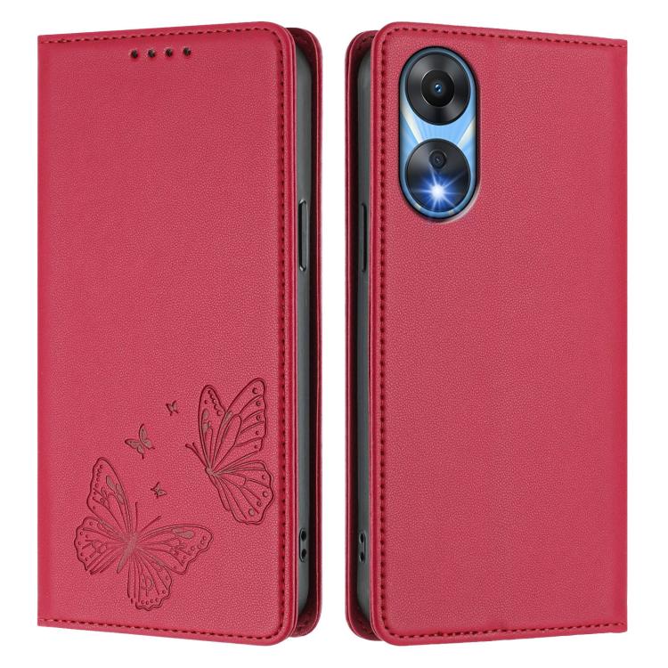 For OPPO A78 5G / OPPO A1x Strong Magnetic Dual Butterfly RFID Vegan Leather Phone Case