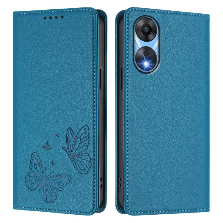 For OPPO A78 5G / OPPO A1x Strong Magnetic Dual Butterfly RFID Vegan Leather Phone Case
