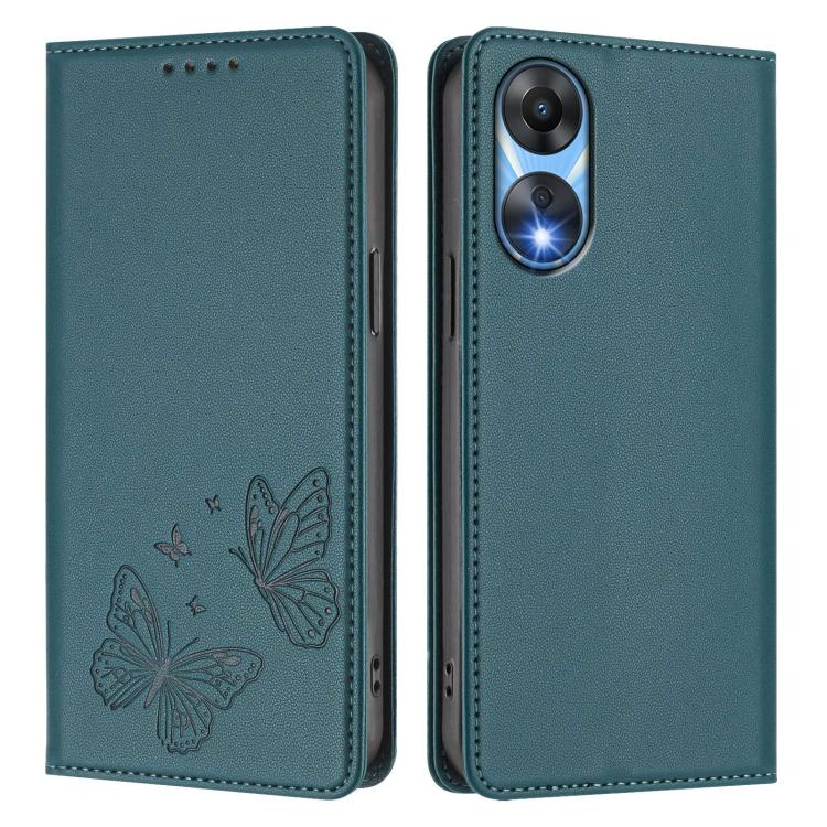 For OPPO A78 5G / OPPO A1x Strong Magnetic Dual Butterfly RFID Vegan Leather Phone Case