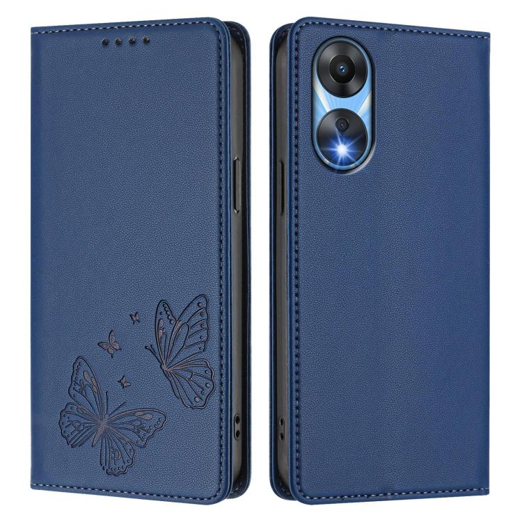For OPPO A78 5G / OPPO A1x Strong Magnetic Dual Butterfly RFID Vegan Leather Phone Case