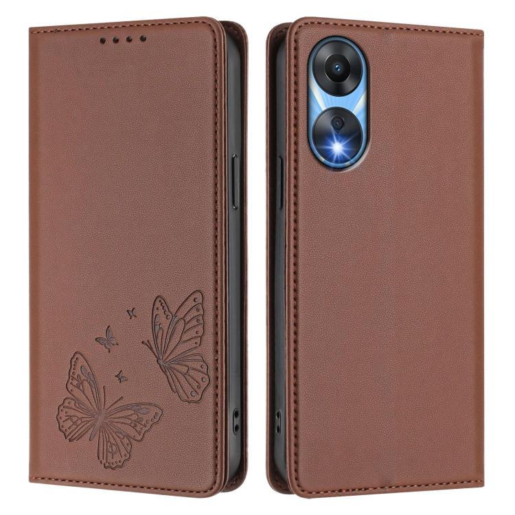 For OPPO A78 5G / OPPO A1x Strong Magnetic Dual Butterfly RFID Vegan Leather Phone Case