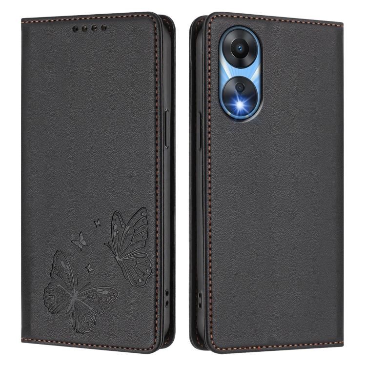 For OPPO A78 5G / OPPO A1x Strong Magnetic Dual Butterfly RFID Vegan Leather Phone Case