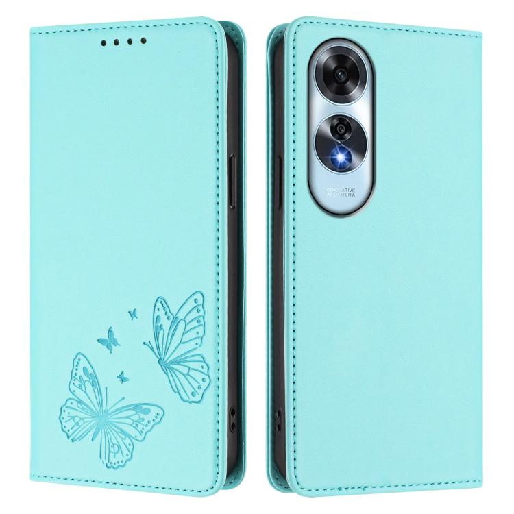 For OPPO A60 4G Global Strong Magnetic Dual Butterfly RFID Vegan Leather Phone Case