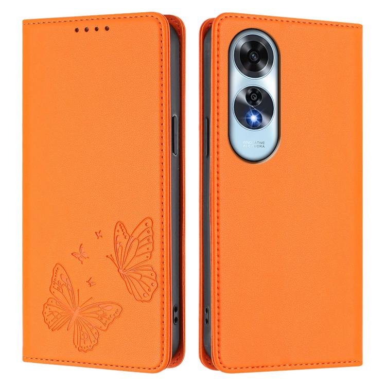 For OPPO A60 4G Global Strong Magnetic Dual Butterfly RFID Vegan Leather Phone Case