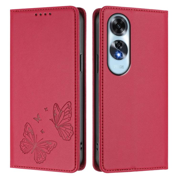 For OPPO A60 4G Global Strong Magnetic Dual Butterfly RFID Vegan Leather Phone Case