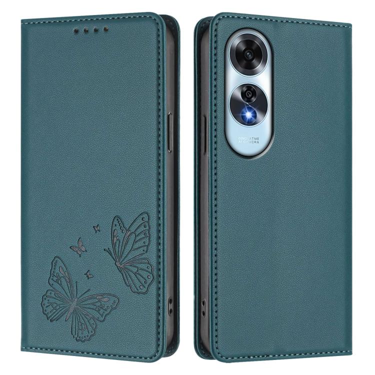 For OPPO A60 4G Global Strong Magnetic Dual Butterfly RFID Vegan Leather Phone Case