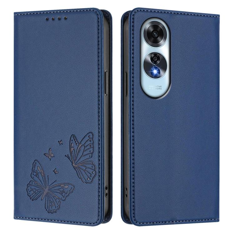 For OPPO A60 4G Global Strong Magnetic Dual Butterfly RFID Vegan Leather Phone Case