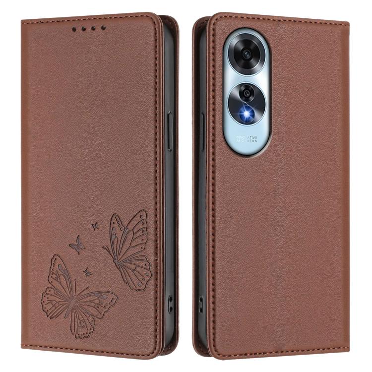 For OPPO A60 4G Global Strong Magnetic Dual Butterfly RFID Vegan Leather Phone Case