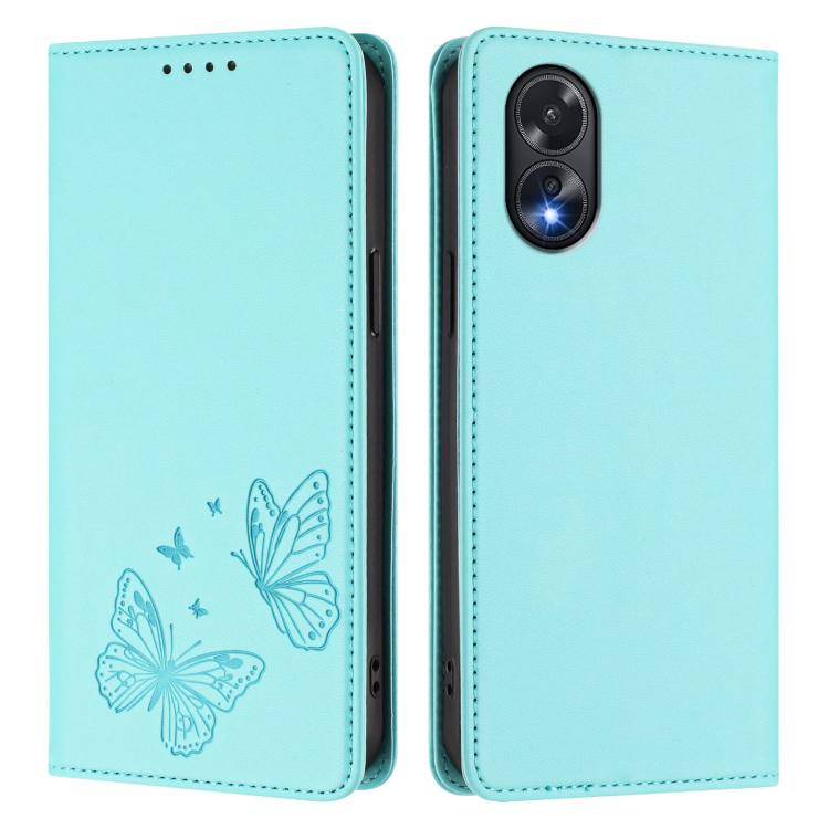 For OPPO A38 4G / OPPO A18 4G Strong Magnetic Dual Butterfly RFID Vegan Leather Phone Case