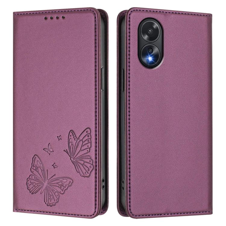 For OPPO A38 4G / OPPO A18 4G Strong Magnetic Dual Butterfly RFID Vegan Leather Phone Case