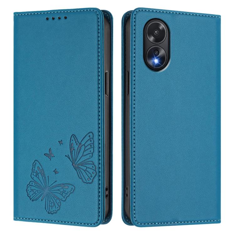 For OPPO A38 4G / OPPO A18 4G Strong Magnetic Dual Butterfly RFID Vegan Leather Phone Case