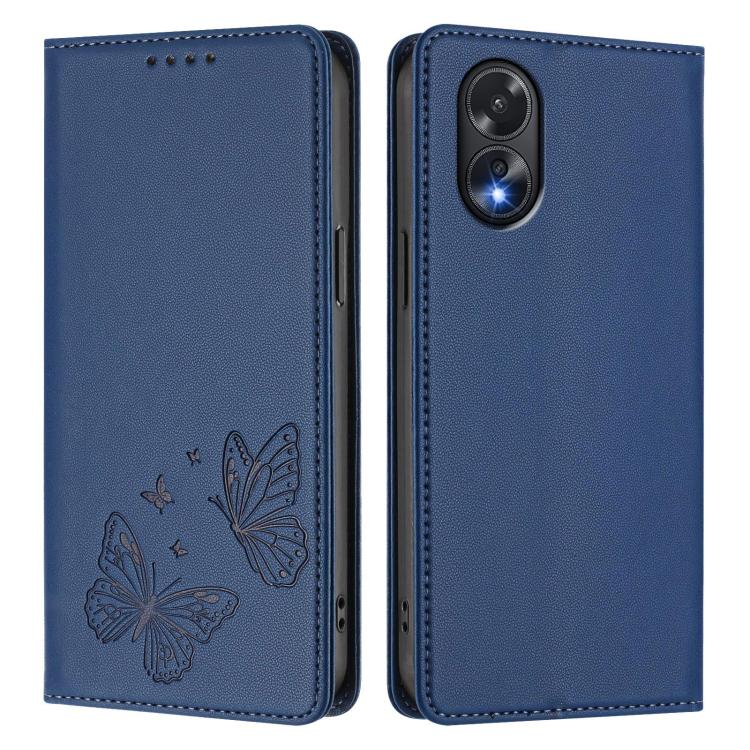 For OPPO A38 4G / OPPO A18 4G Strong Magnetic Dual Butterfly RFID Vegan Leather Phone Case