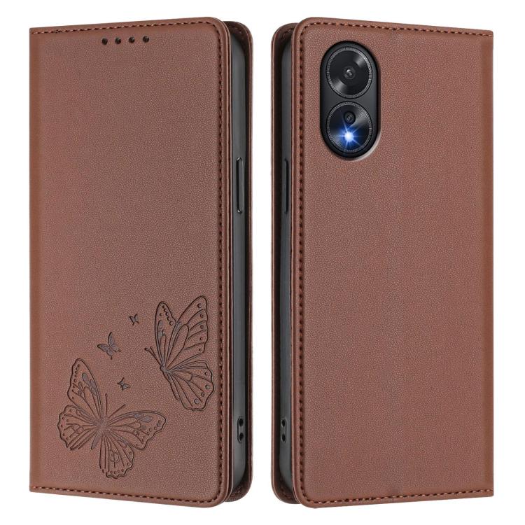 For OPPO A38 4G / OPPO A18 4G Strong Magnetic Dual Butterfly RFID Vegan Leather Phone Case