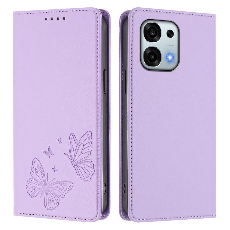 For OPPO A6 Pro 4G / 5G Global / F31 5G Strong Magnetic Dual Butterfly RFID Vegan Leather Phone Case