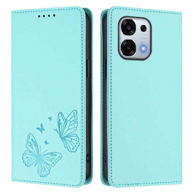 For OPPO A6 Pro 4G / 5G Global / F31 5G Strong Magnetic Dual Butterfly RFID Vegan Leather Phone Case