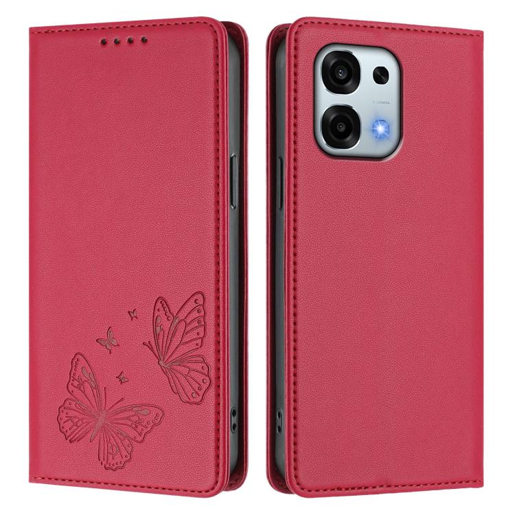 For OPPO A6 Pro 4G / 5G Global / F31 5G Strong Magnetic Dual Butterfly RFID Vegan Leather Phone Case