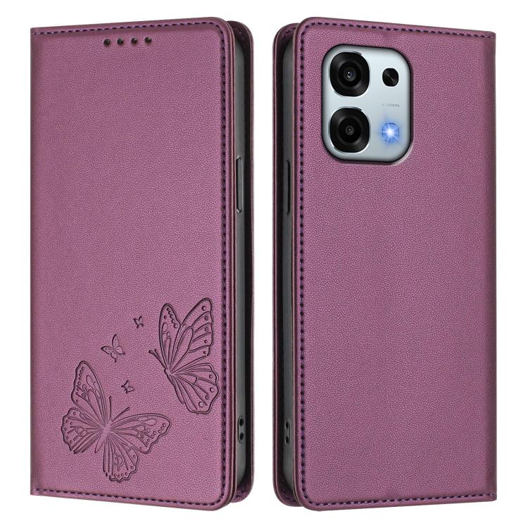 For OPPO A6 Pro 4G / 5G Global / F31 5G Strong Magnetic Dual Butterfly RFID Vegan Leather Phone Case