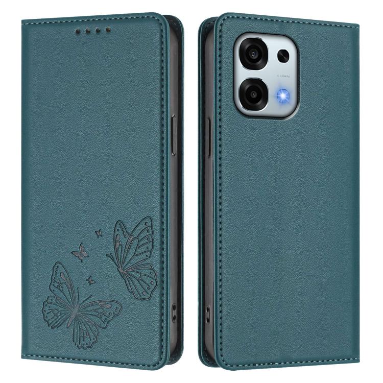 For OPPO A6 Pro 4G / 5G Global / F31 5G Strong Magnetic Dual Butterfly RFID Vegan Leather Phone Case