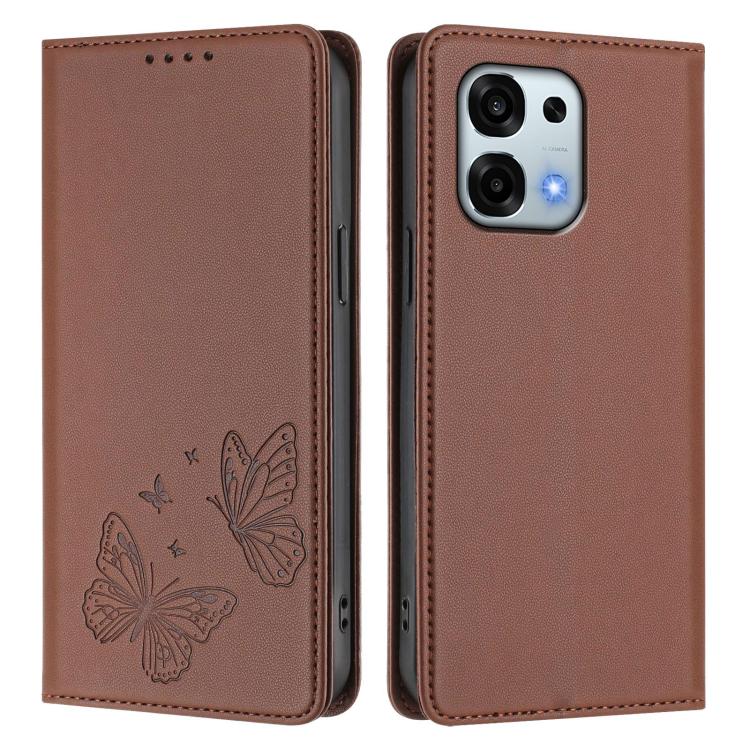 For OPPO A6 Pro 4G / 5G Global / F31 5G Strong Magnetic Dual Butterfly RFID Vegan Leather Phone Case