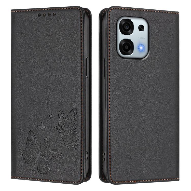 For OPPO A6 Pro 4G / 5G Global / F31 5G Strong Magnetic Dual Butterfly RFID Vegan Leather Phone Case