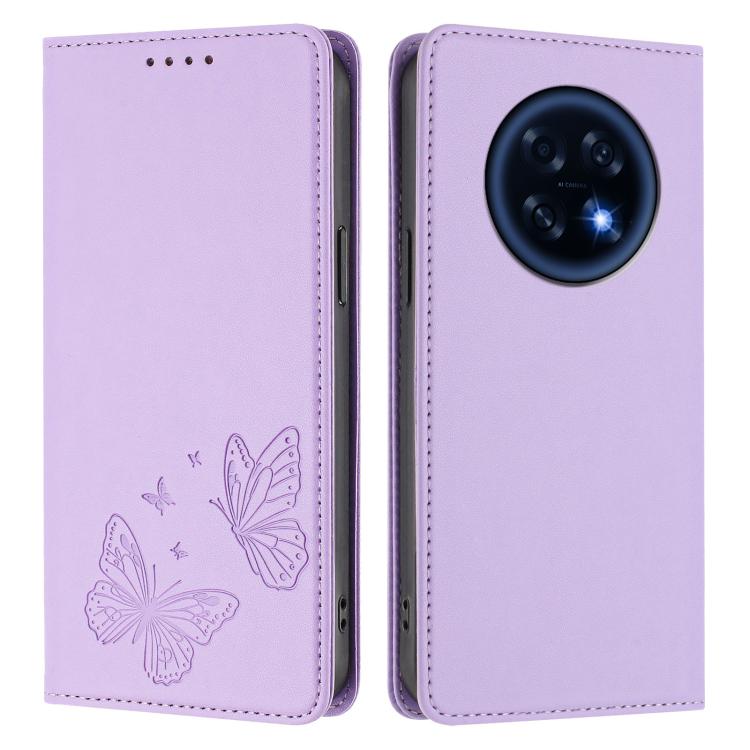 For OPPO A6 GT 5G / OPPO F31 Pro+ 5G Strong Magnetic Dual Butterfly RFID Vegan Leather Phone Case