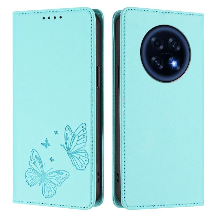 For OPPO A6 GT 5G / OPPO F31 Pro+ 5G Strong Magnetic Dual Butterfly RFID Vegan Leather Phone Case